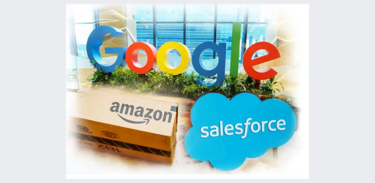 Google, Amazon, and Salesforce Logos