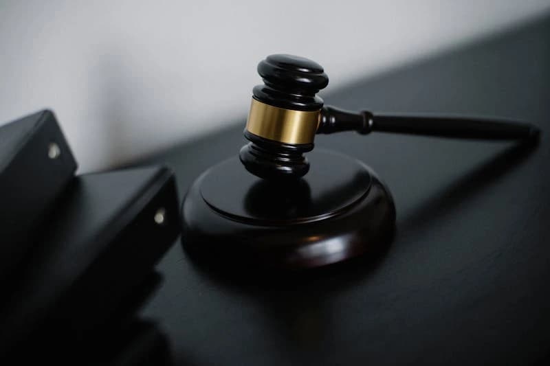 Law firm office with legal books and documents